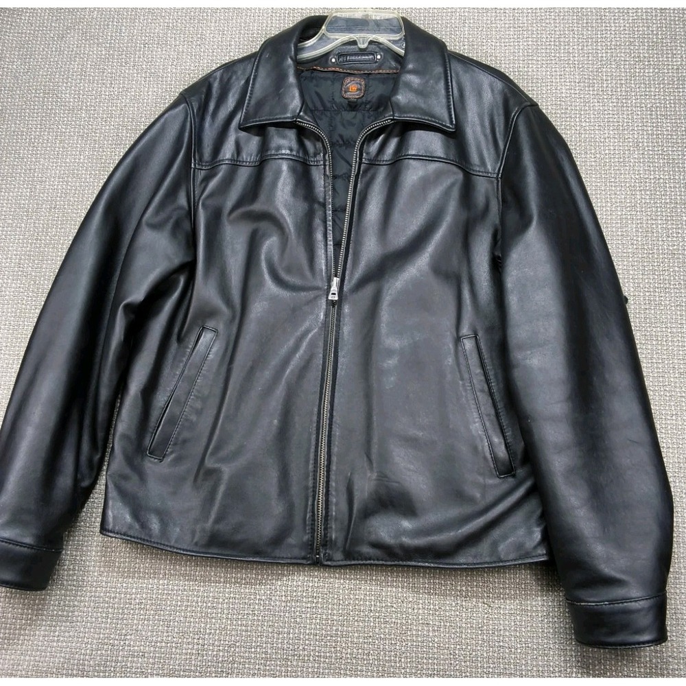 Vintage Wilsons Leather Zip Up Motorcycle Jacket Orange Stitch Men's L Flaw